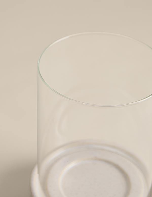 Ribbed Base Ceramic Hurricane Candle Holder - SK