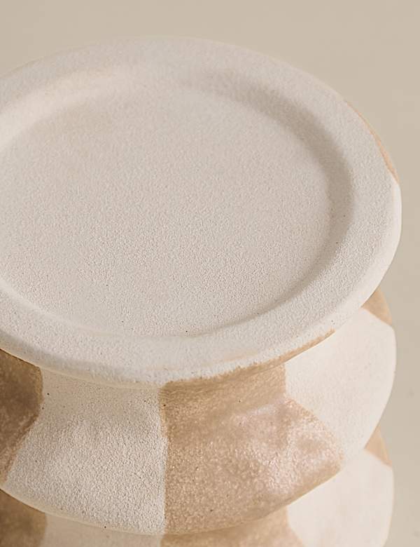 Striped Ceramic Pillar Candle Holder - PL