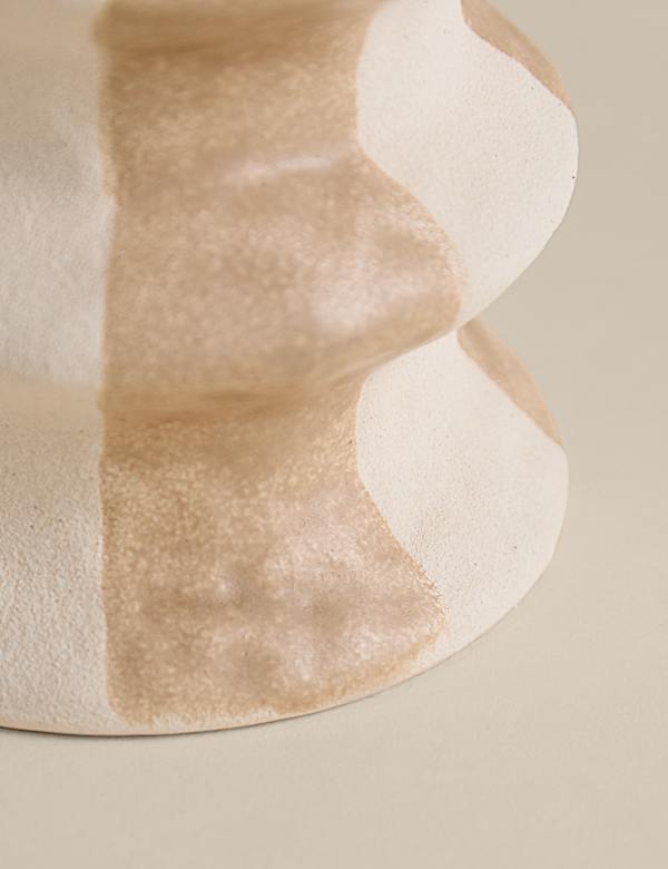 Striped Ceramic Pillar Candle Holder - PL