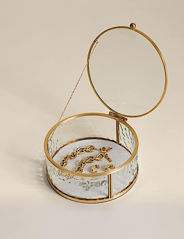 Small Round Mottled Glass Box - CA