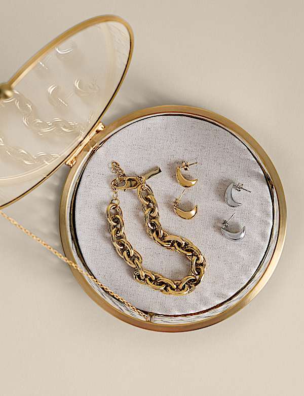 Small Round Mottled Glass Box - CA