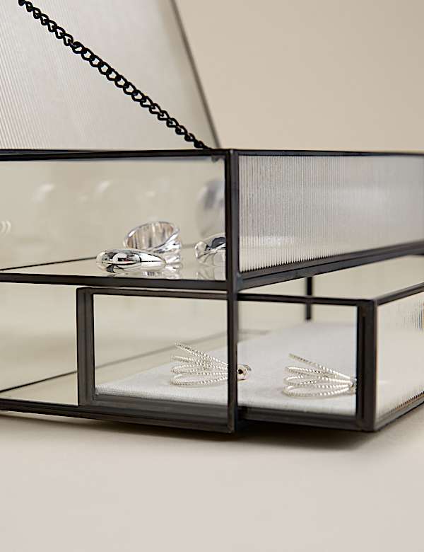 Ribbed Glass Drawer Trinket Box - CA