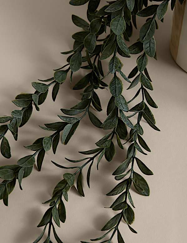 Artificial Trailing Boxwood in Stripe Ceramic Pot - JE