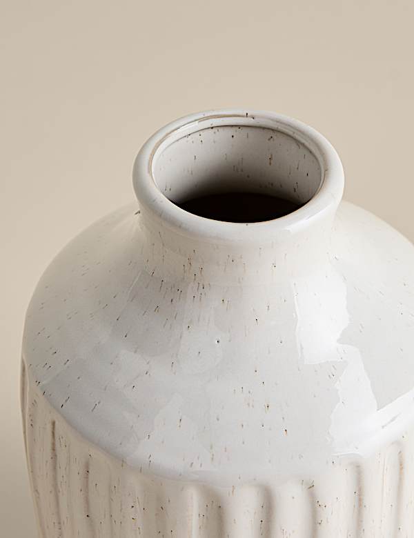 Tall Ridged Ceramic Vase - JP