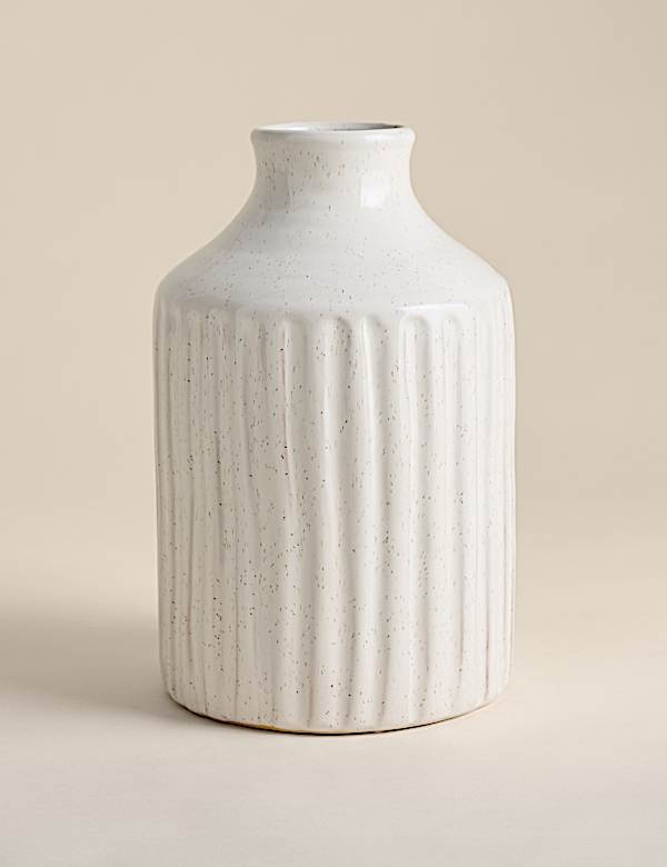 Tall Ridged Ceramic Vase - JP