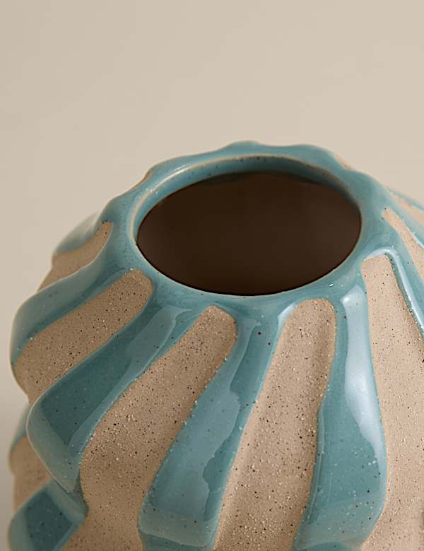 Medium Striped Ceramic Vase - CA