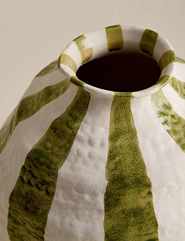 Striped Textured Ceramic Vase - FI