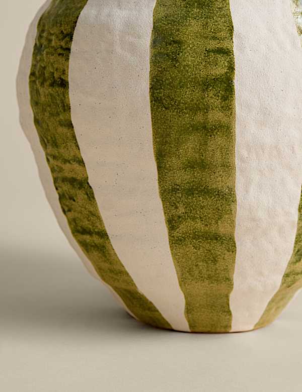 Striped Textured Ceramic Vase - FI