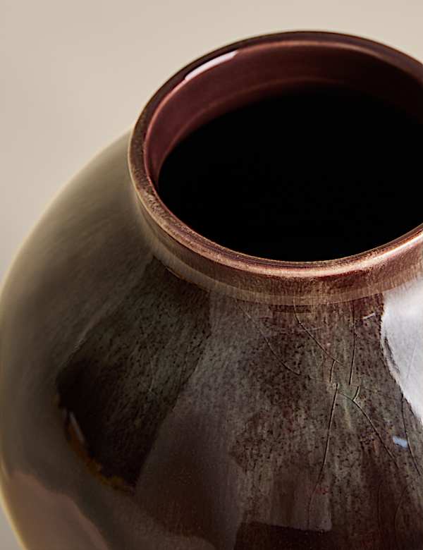 Small Reactive Rounded Ceramic Vase - BN