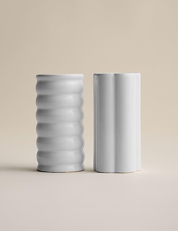 Set of 2 Glazed Bud Vases - CY