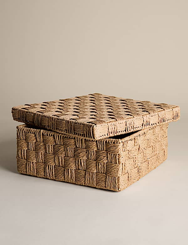 קופסת אחסון מרובעת בינונית מחוטים קלועים - IL