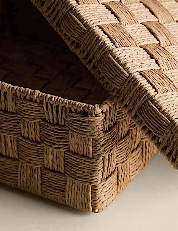 קופסת אחסון מרובעת בינונית מחוטים קלועים - IL