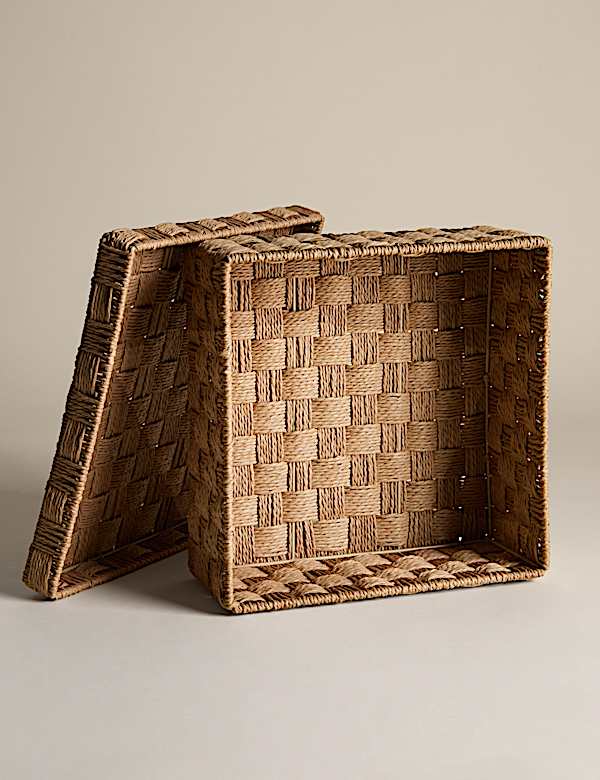 קופסת אחסון מרובעת בינונית מחוטים קלועים - IL