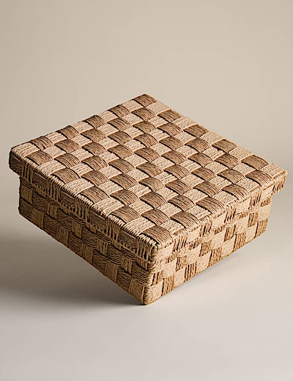 קופסת אחסון מרובעת בינונית מחוטים קלועים - IL