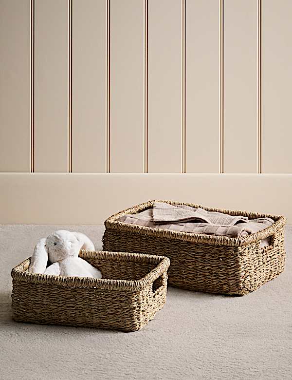 Set of 2 Seagrass Rectangular Baskets - EE