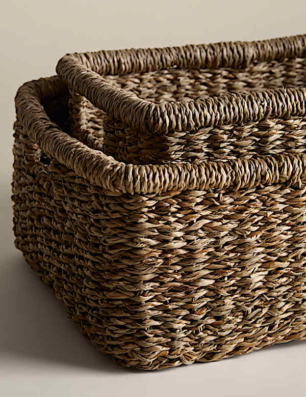 Set of 2 Seagrass Rectangular Baskets - RS