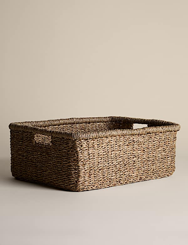 Großer rechteckiger Korb aus Seegras - DE