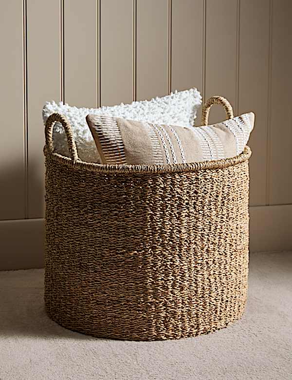 Seagrass Large Round Tall Storage Basket - VN