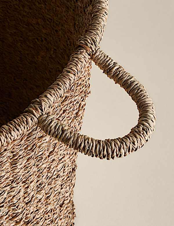 Velký kulatý úložný košík s motivem mořské trávy - CZ