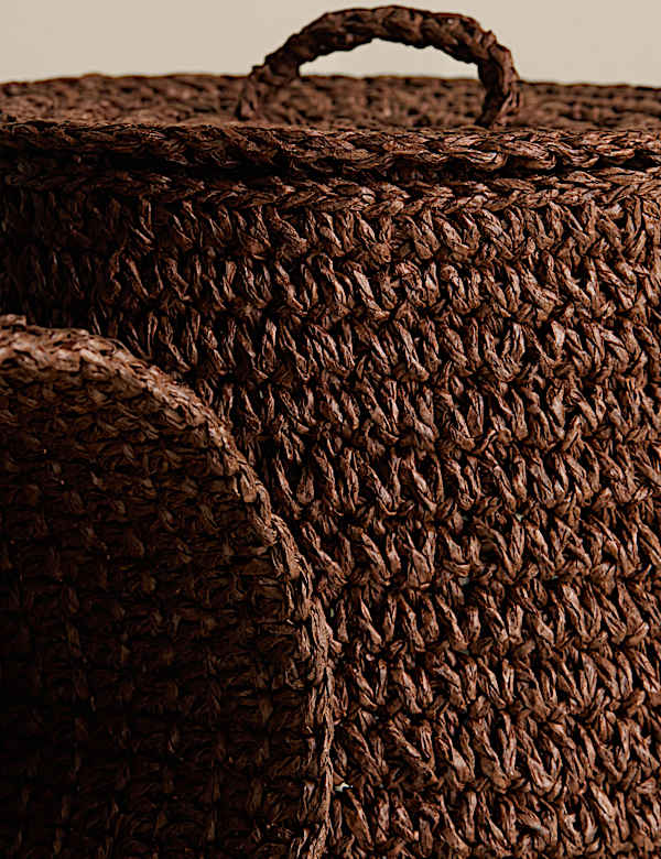 Set van 3 kleine raffia potjes met deksel - BE