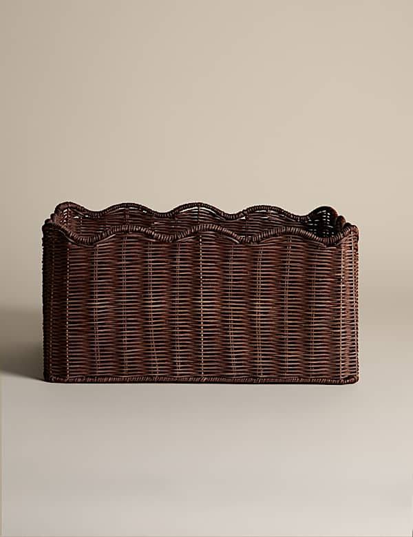 Rattan Scallop Rectangular Basket - SK