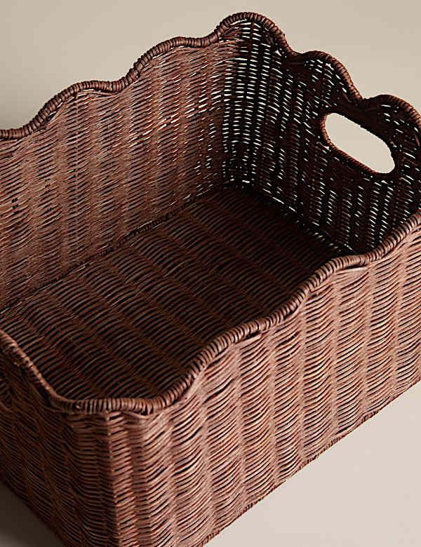 Rattan Scallop Rectangular Basket - SK