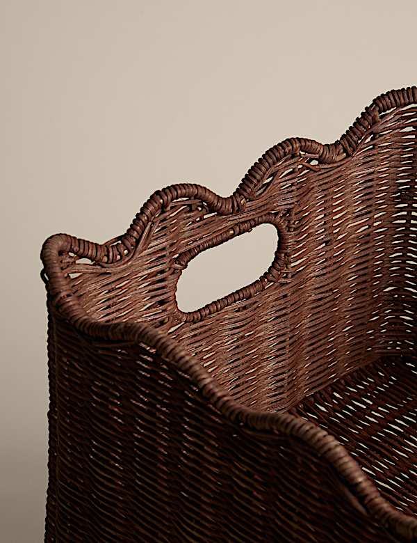 Rattan Scallop Rectangular Basket - SK