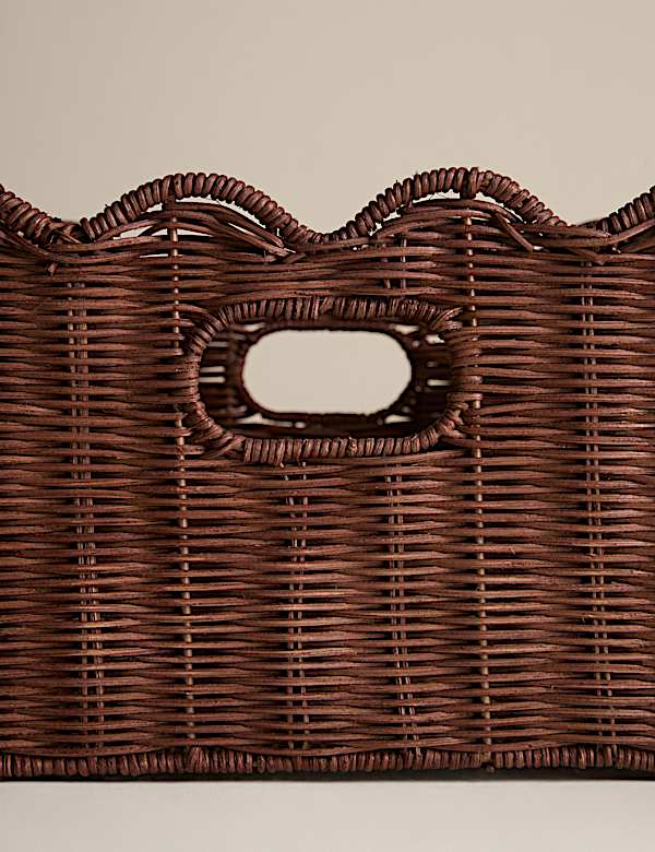 Rattan Scallop Rectangular Basket - SK