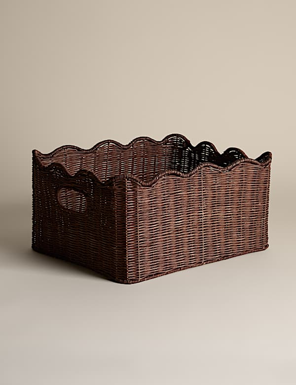 Rattan Scallop Rectangular Basket - SK