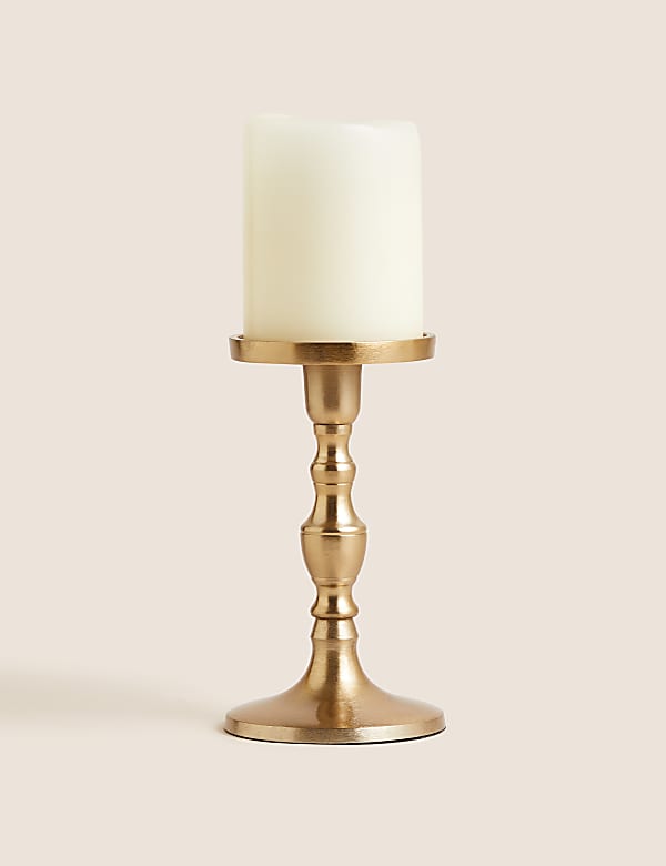 Gold Metal Pillar Candle Holder - GR