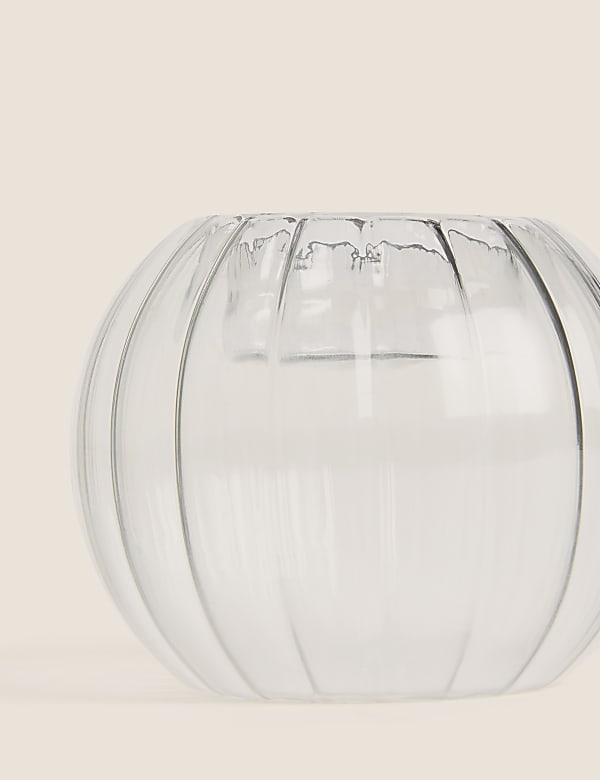 Porte-bougie chauffe-plat en verre stri&eacute; - CH