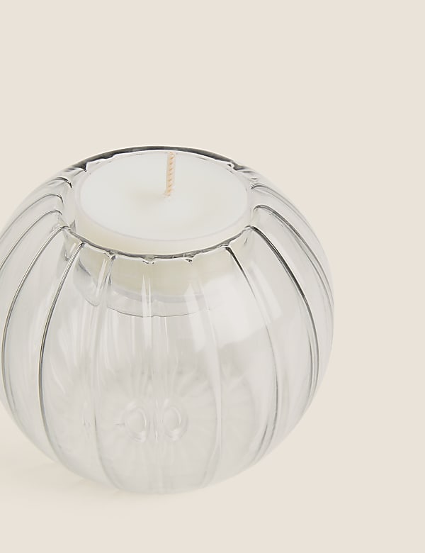 Porte-bougie chauffe-plat en verre stri&eacute; - CH