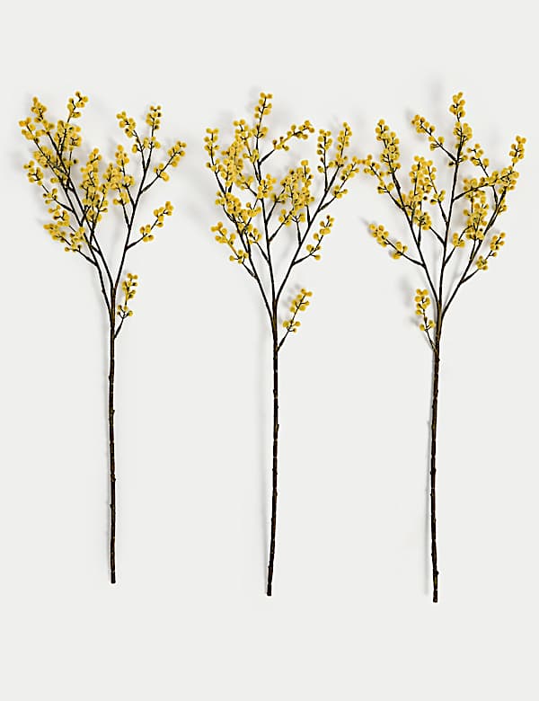 Set of 3 Artificial Mimosa Single Stems - VN
