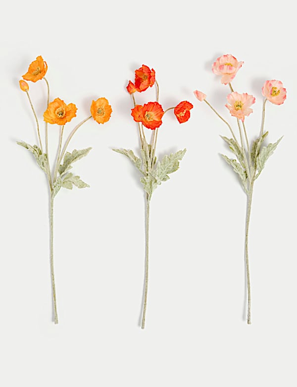 Set of 3 Artificial Poppy Stems - VN