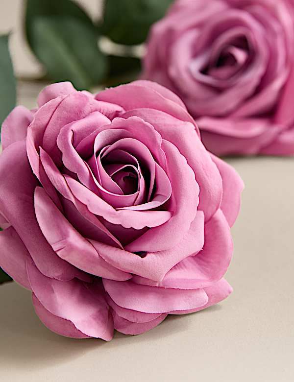 Set of 2 Artificial Real Touch Rose Single Stems - ES