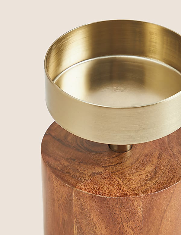 Wood & Metal Pillar Candle Holder