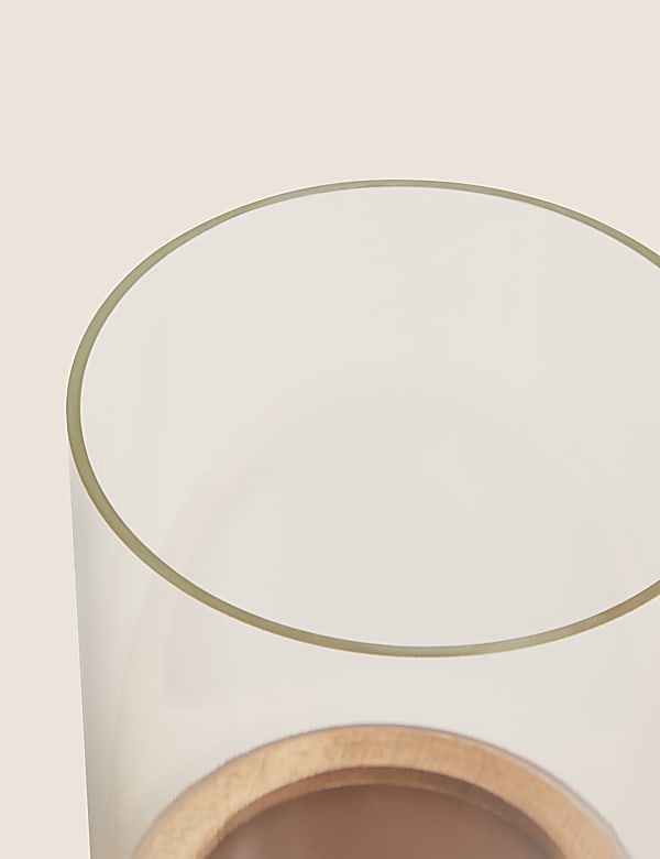 Wood and Glass Hurricane Lantern - NO