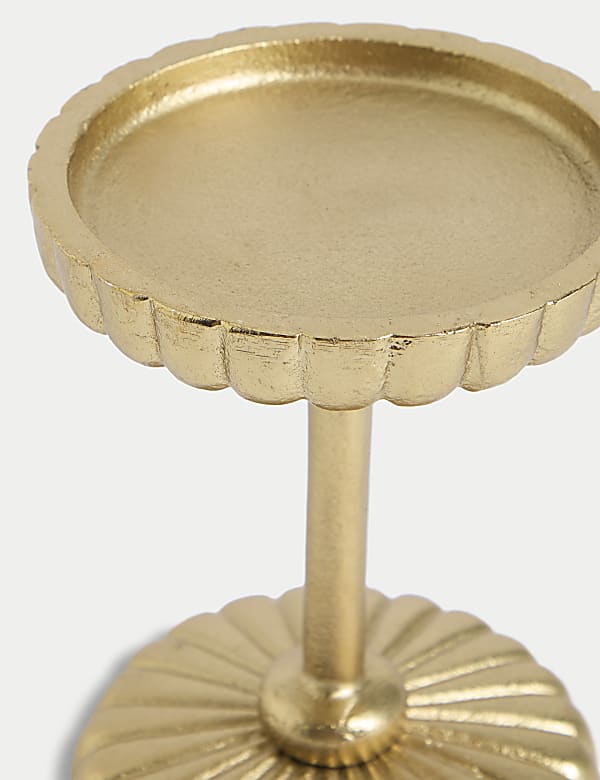 Ridged Metal Pillar Candle Holder - CH