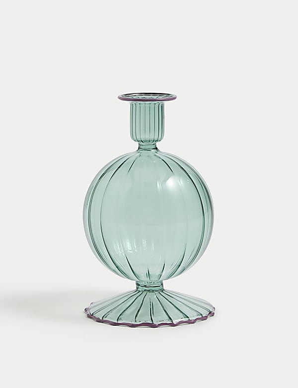 Świecznik z prążkowanego szkła - PL