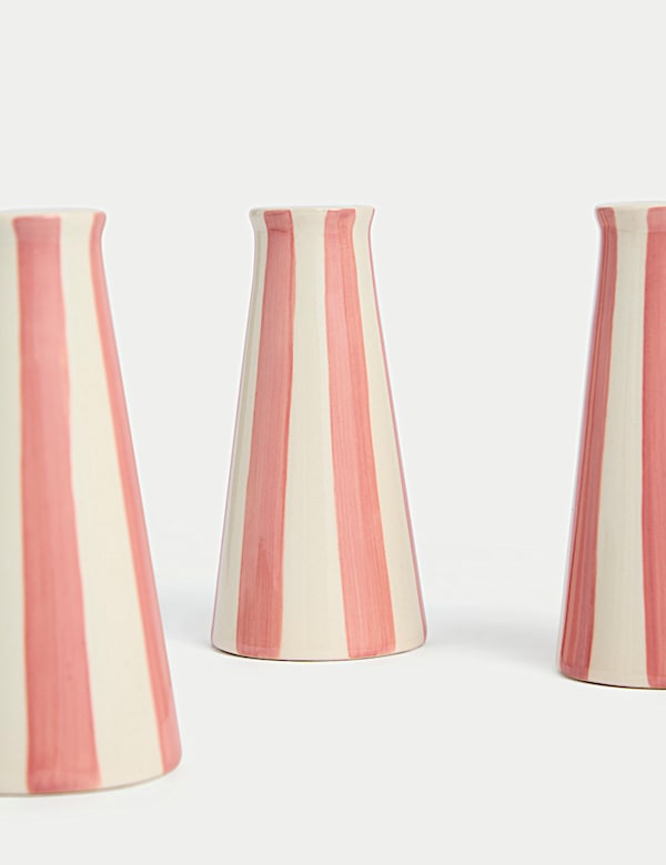 Set of 3 Striped Dinner Candle Holders - NL