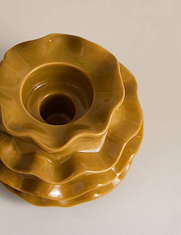 Keramische theelichthouder met ruches - BE