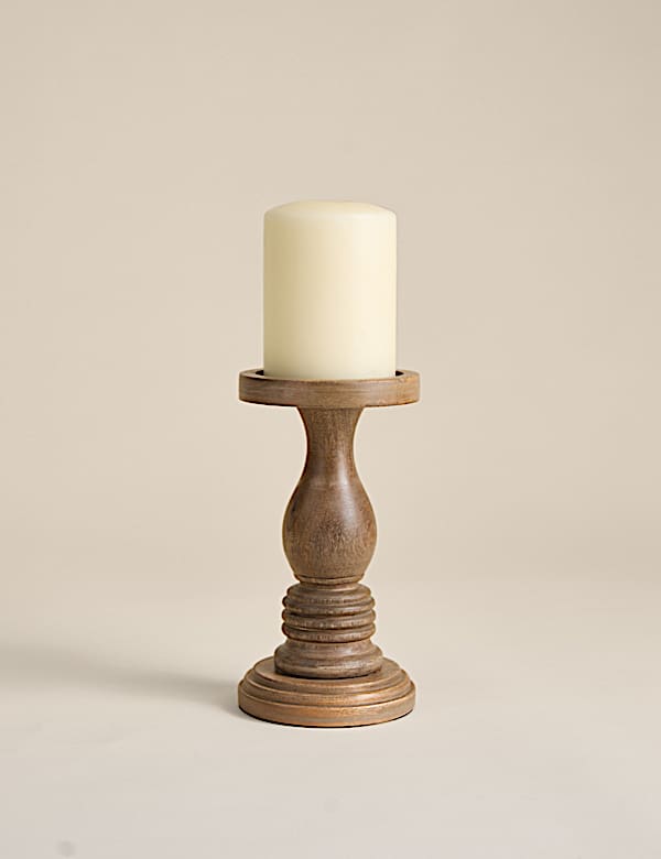Wooden Tall Pillar Candle Holder - NO