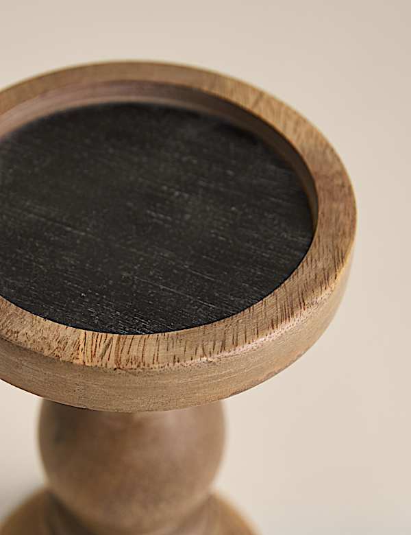 Wooden Tall Pillar Candle Holder - FI