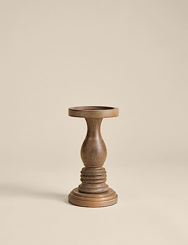 Wooden Tall Pillar Candle Holder - FI