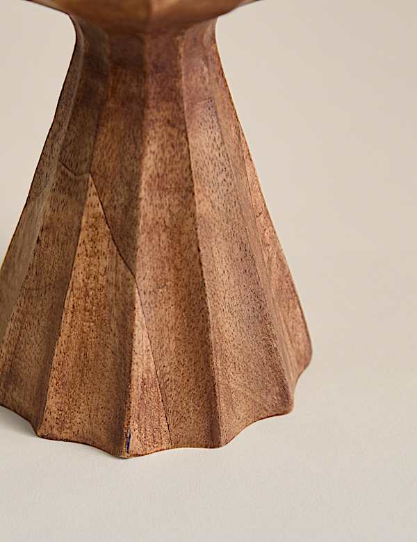 Wadah Lilin Pilar Kayu Tinggi Ridged - ID