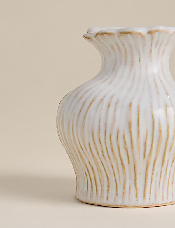 Ridged Ceramic Dinner Candle Holder - KR