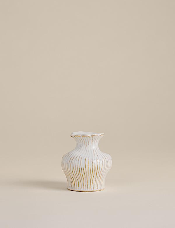 Ridged Ceramic Dinner Candle Holder - KR