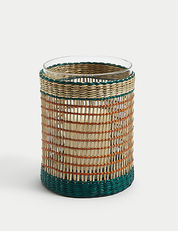 Woven Rattan Hurricane Candle Holder - GR