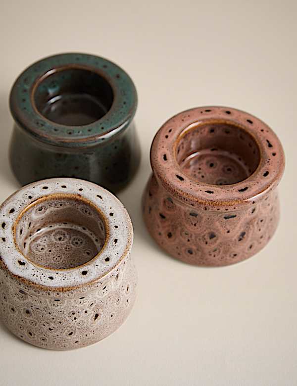 3er-Set Teelichtkerzenhalter mit Effektglasur - AT