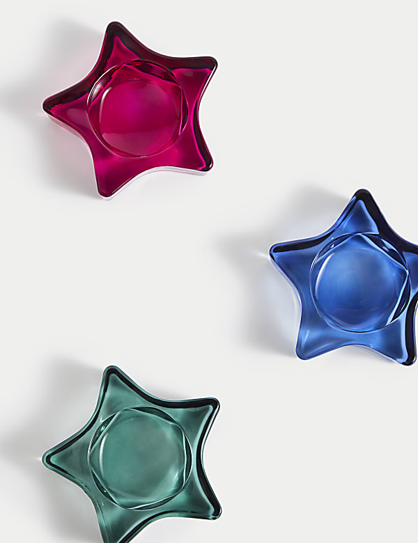 Set of 3 Star Glass Tealight Holders - MV